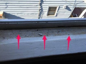 Window sill rot from improperly sealed window joint